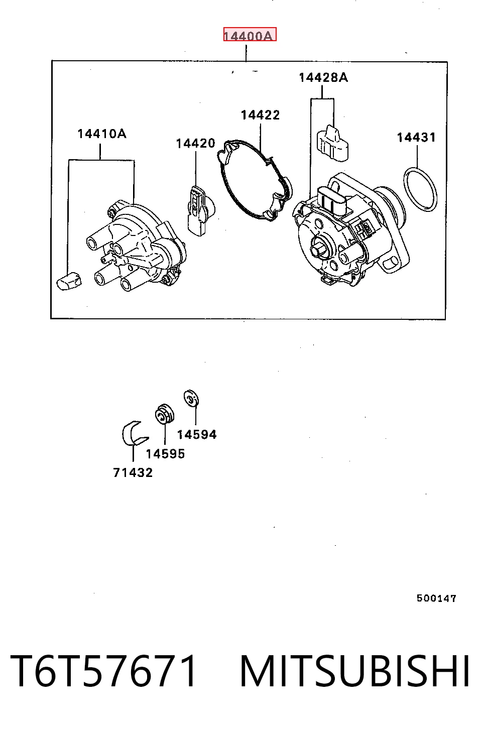 T6T57671 Mitsubishi Распределитель зажигания (трамблер)