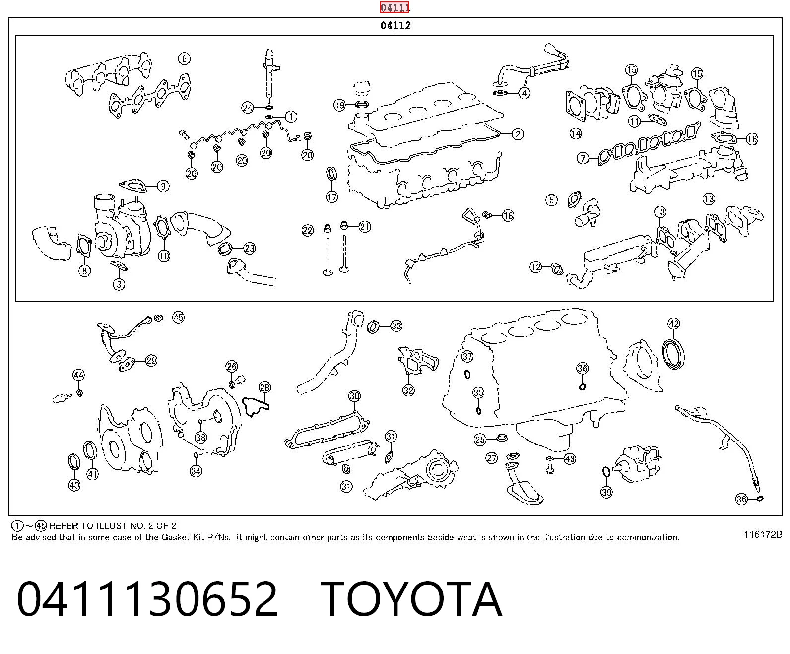 Полный комплект прокладок двигателя Toyota Land Cruiser PRADO внедорожник (J150) (2009 - 2026) цена, от 143.77 USD
