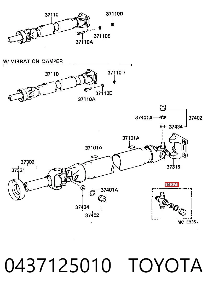 0437125010 Toyota Крестовина карданного вала