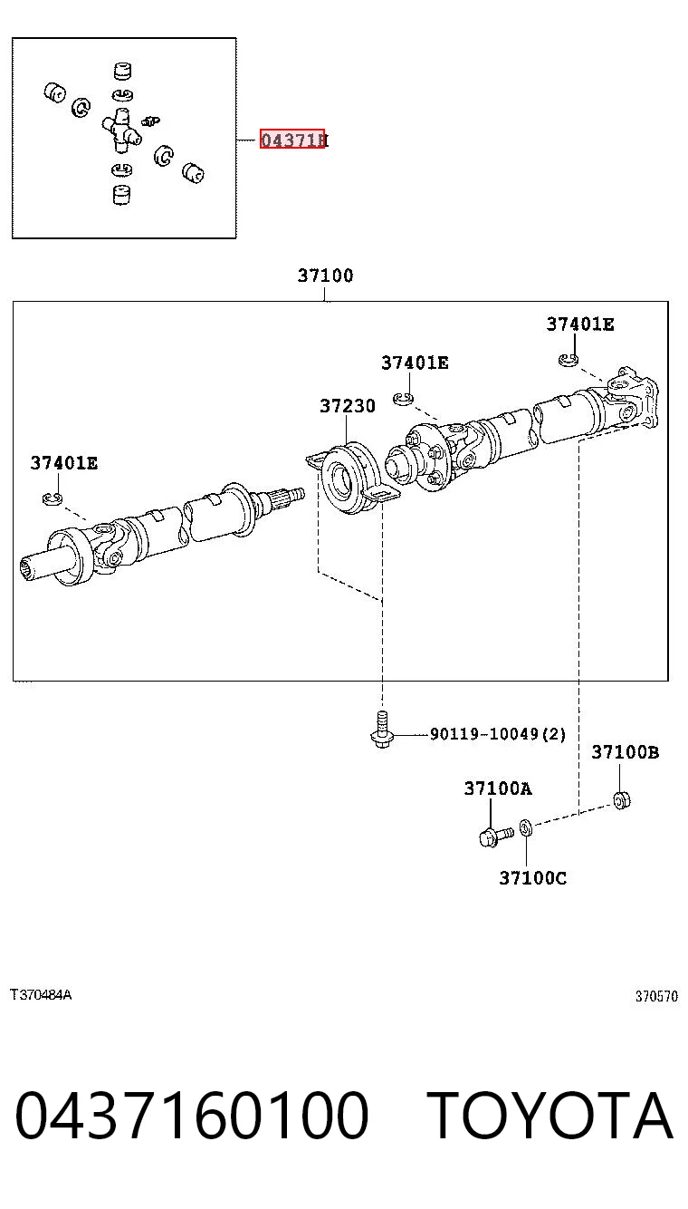 0437160100 Toyota Крестовина карданного вала