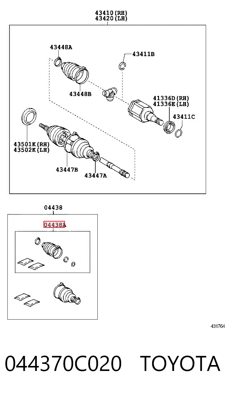 044370C020 Toyota Пыльник ШРУСа передней полуоси внутренний