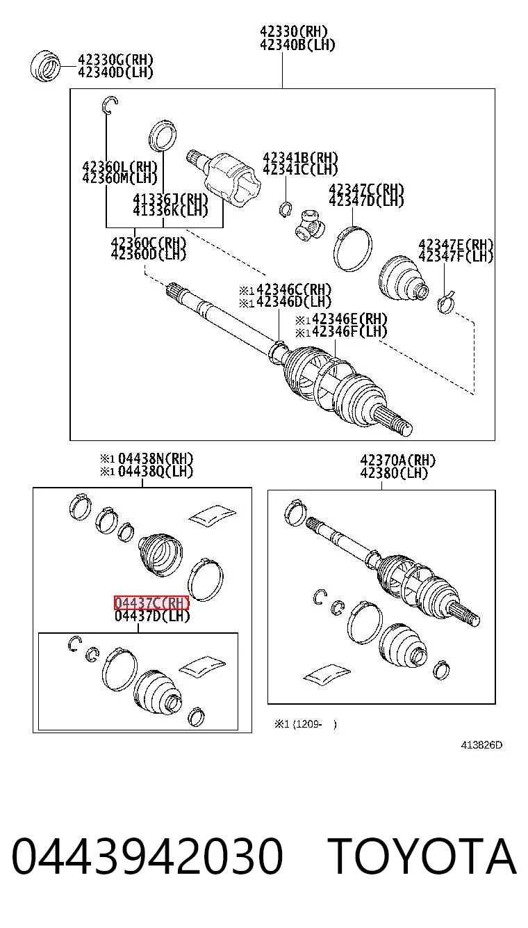 0443942030 Toyota Пыльник ШРУСа задней полуоси внутренний