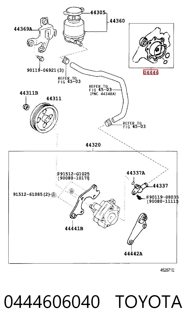 Ремкомплект насоса гидроусилителя руля на Toyota Camry V V30