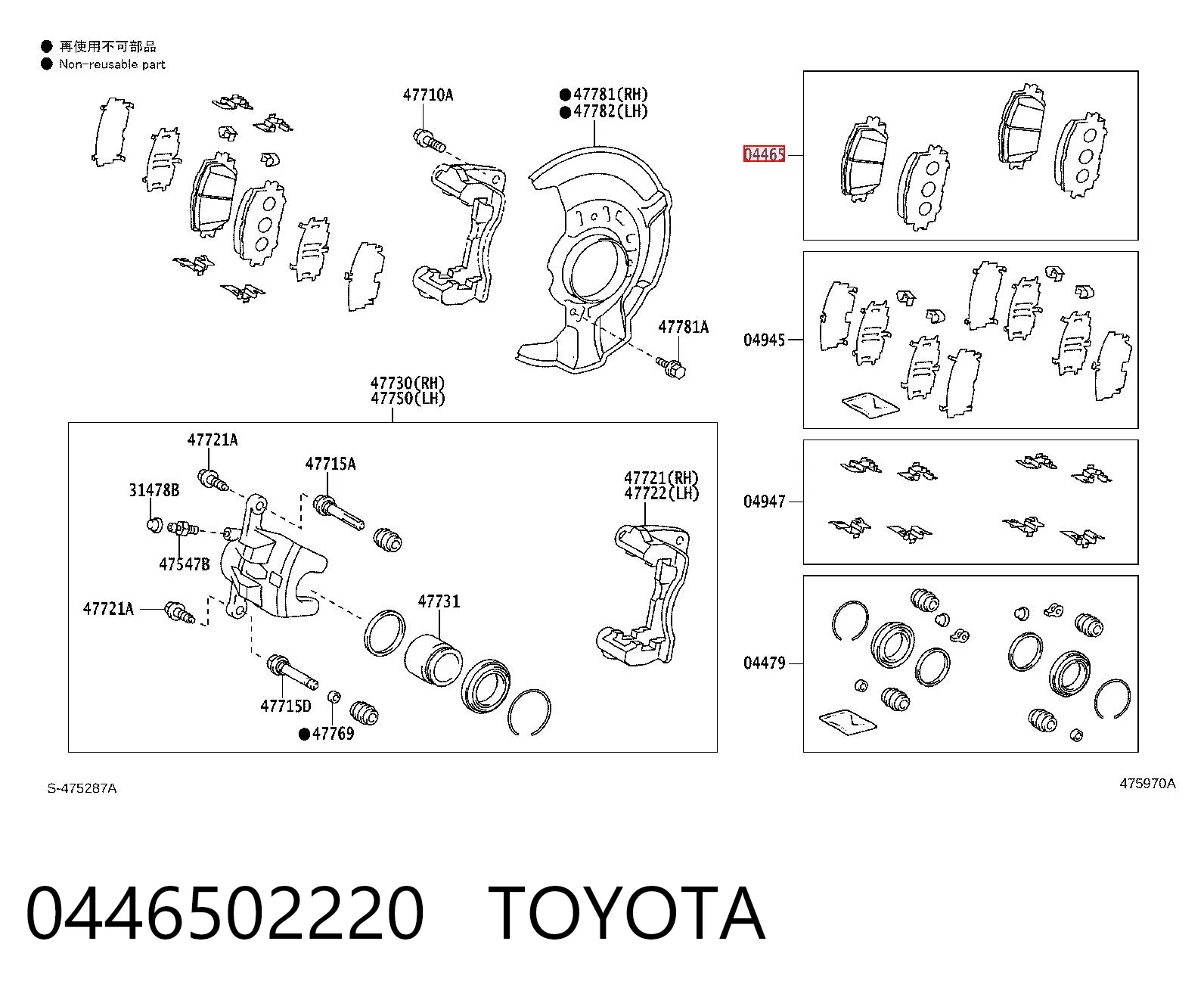 0446502220 Toyota Колодки передние