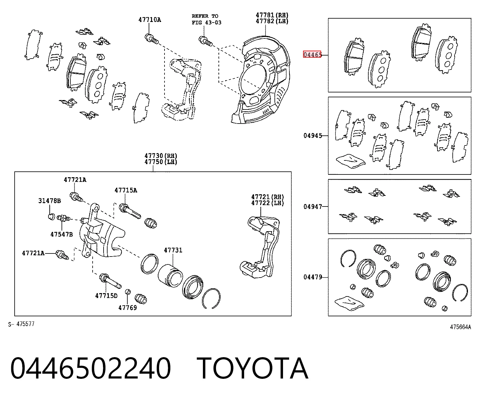 0446502240 Toyota Колодки передние