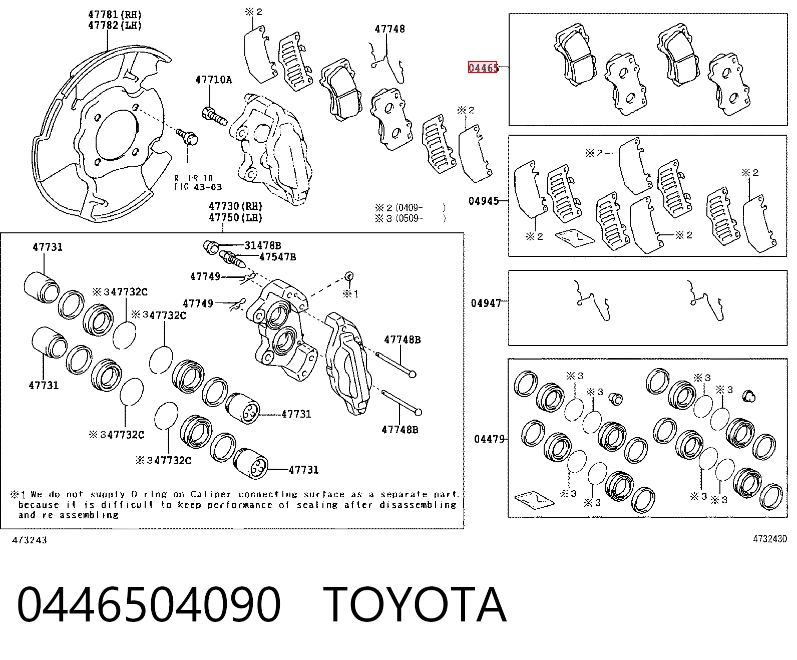 0446504090 Toyota Колодки передние