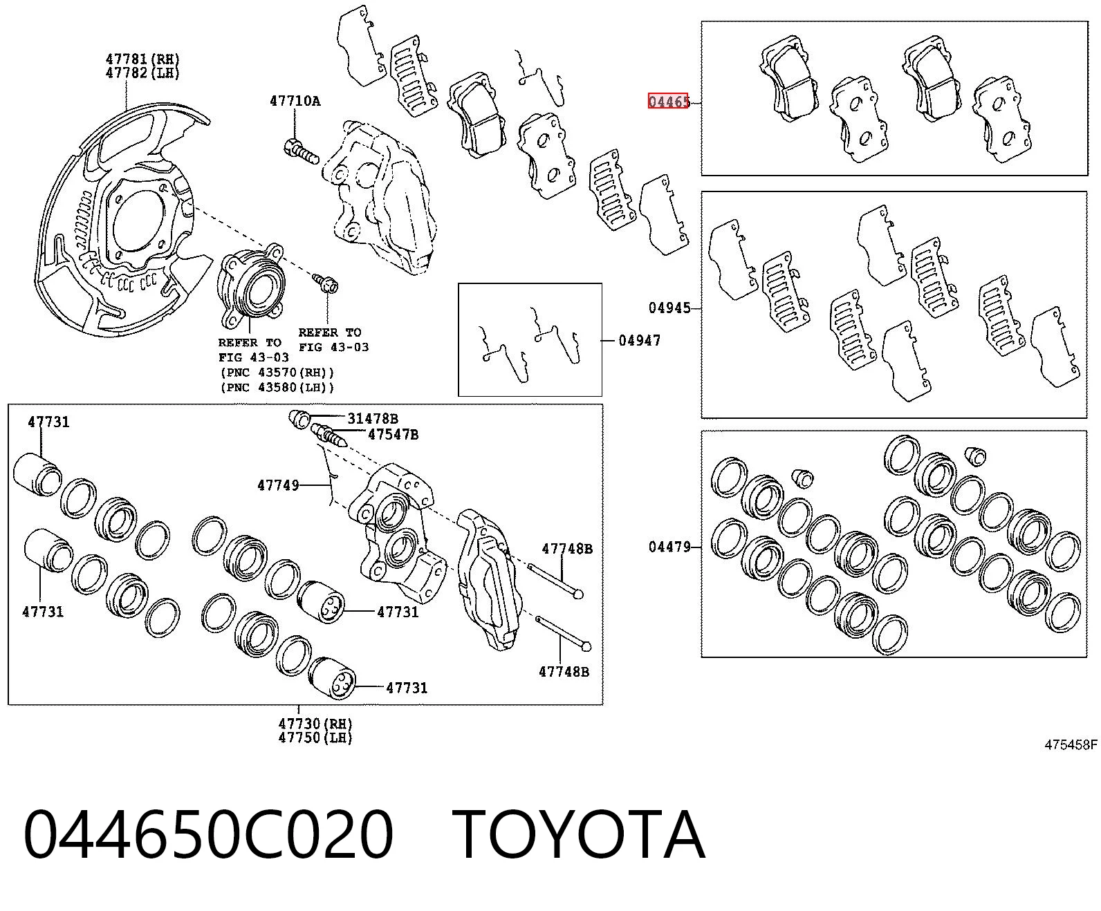 044650C020 Toyota Колодки передние
