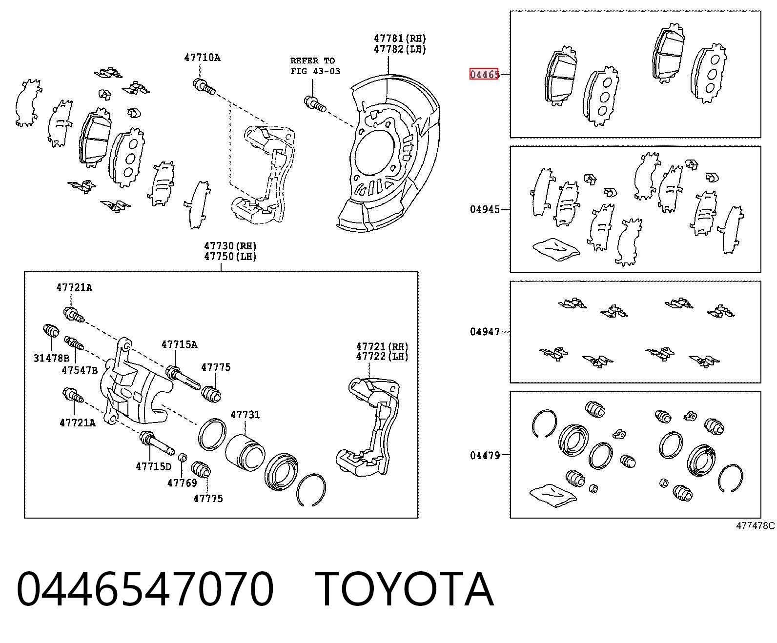 0446547070 Toyota Колодки передние