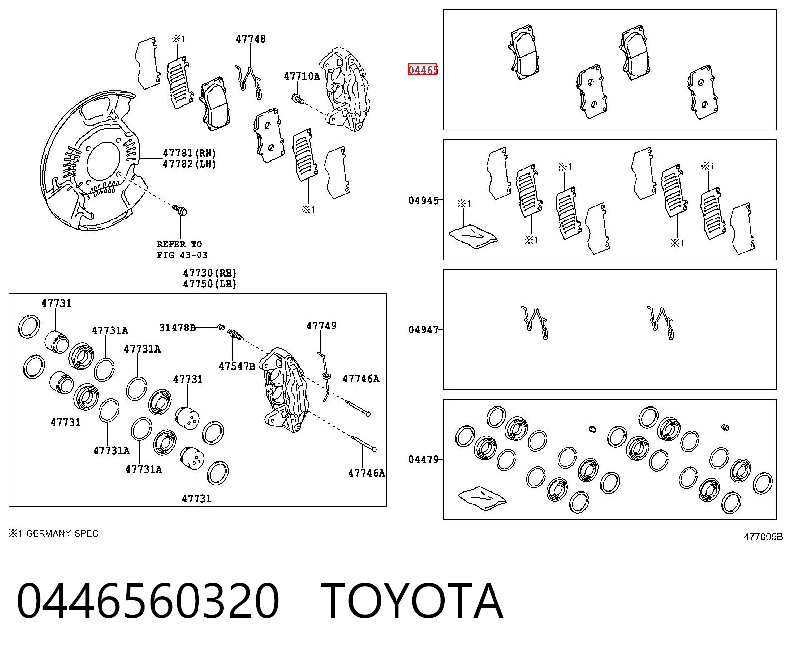 0446560320 Toyota Колодки передние