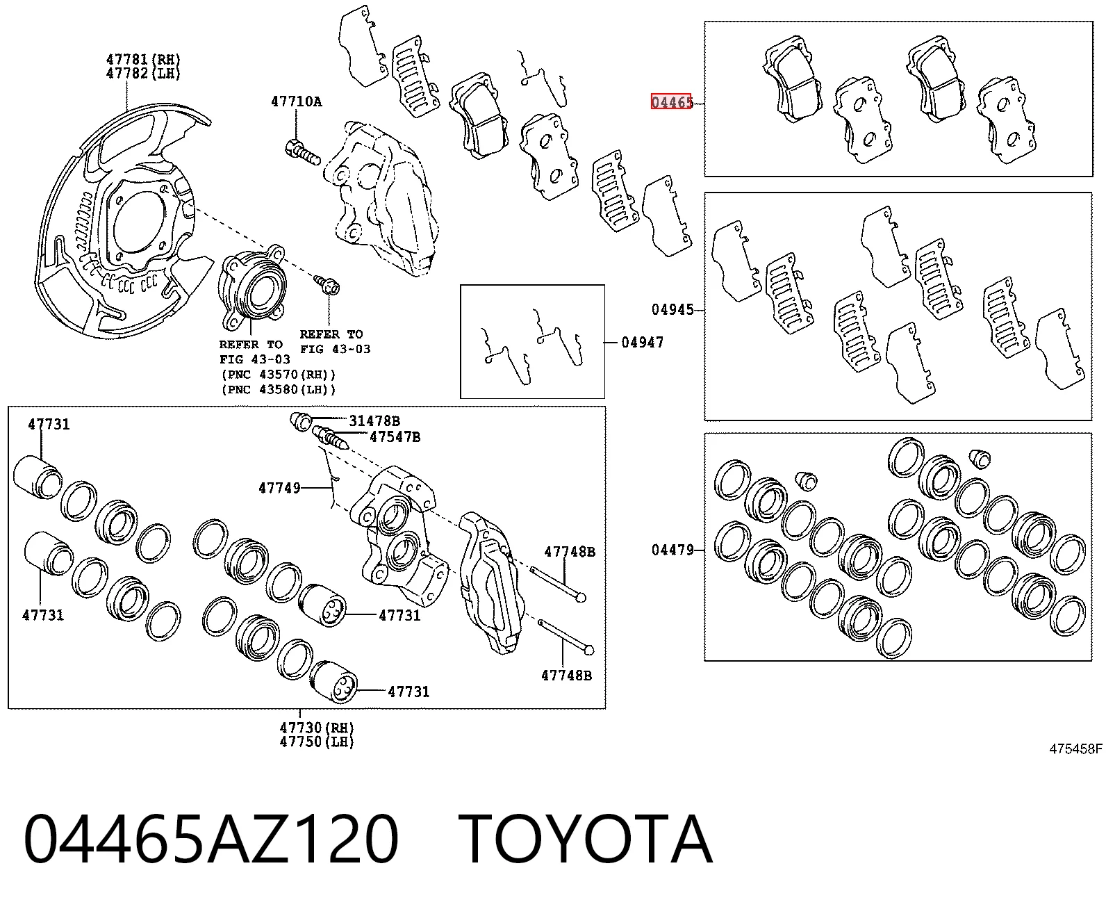 04465AZ120 Toyota Колодки передние