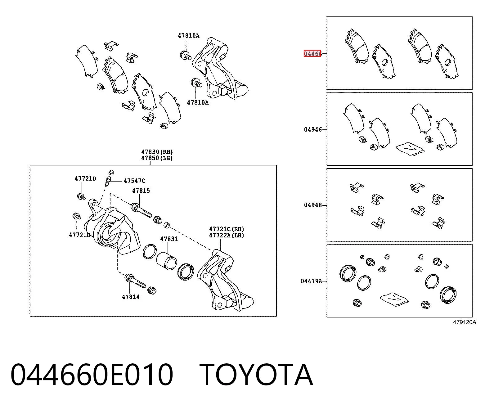 044660E010 Toyota Колодки тормозные дисковые комплект