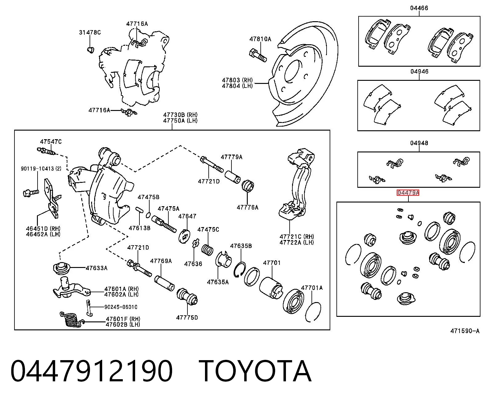 0447912190 Toyota Ремкомплект заднего тормозного суппорта