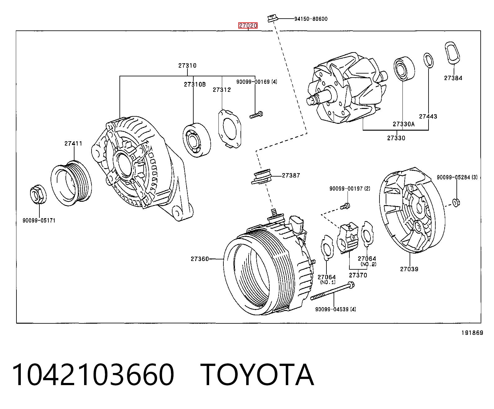 Генератор автомобильный на Lexus RX 330/350 U3