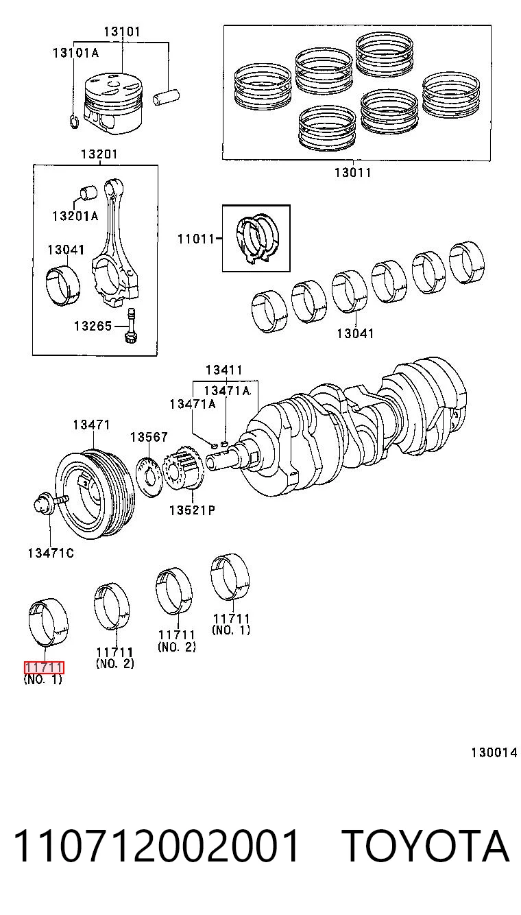 110712002001 Toyota Подшипник скольжения коленвала