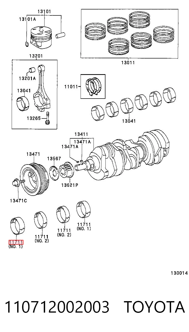 110712002003 Toyota Подшипник скольжения коленвала