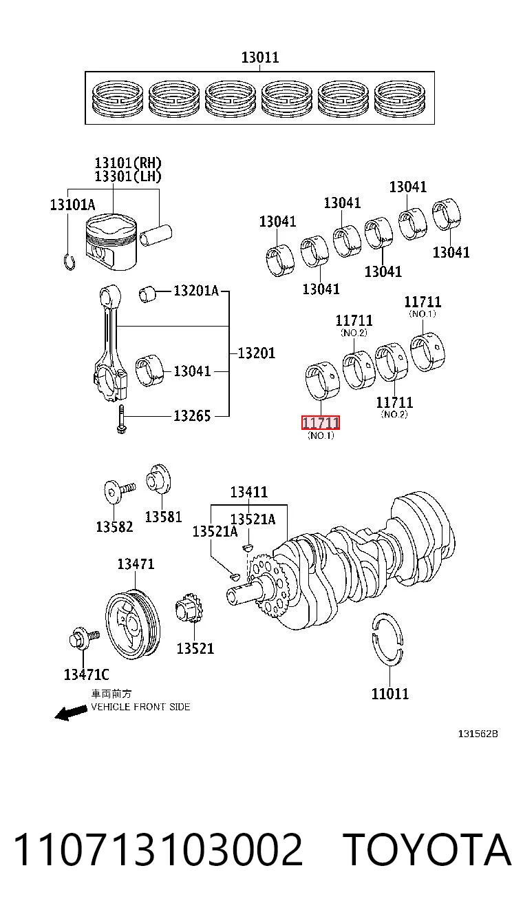 110713103002 Toyota Подшипник скольжения коленвала