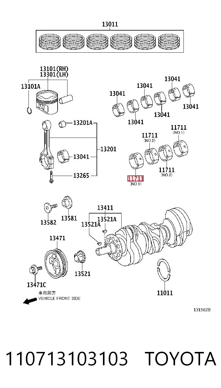 110713103103 Toyota Подшипник скольжения коленвала