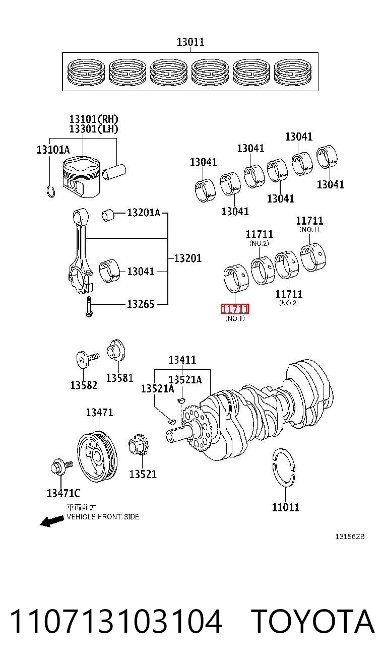 110713103104 Toyota Подшипник скольжения коленвала