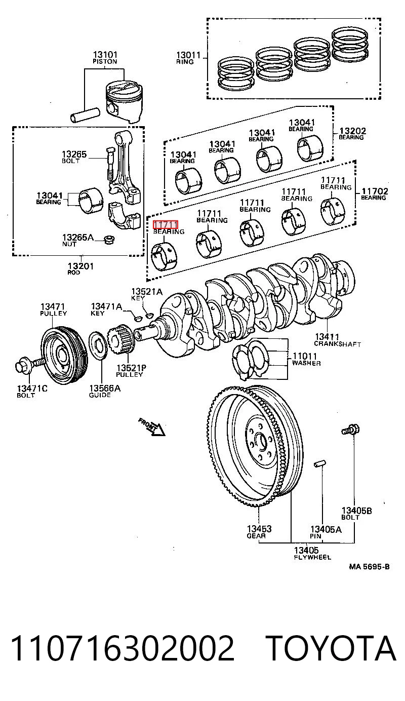 110716302002 Toyota Подшипник скольжения коленвала