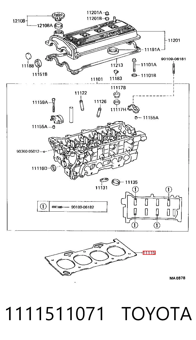 Прокладка головки блока на Toyota Corolla  