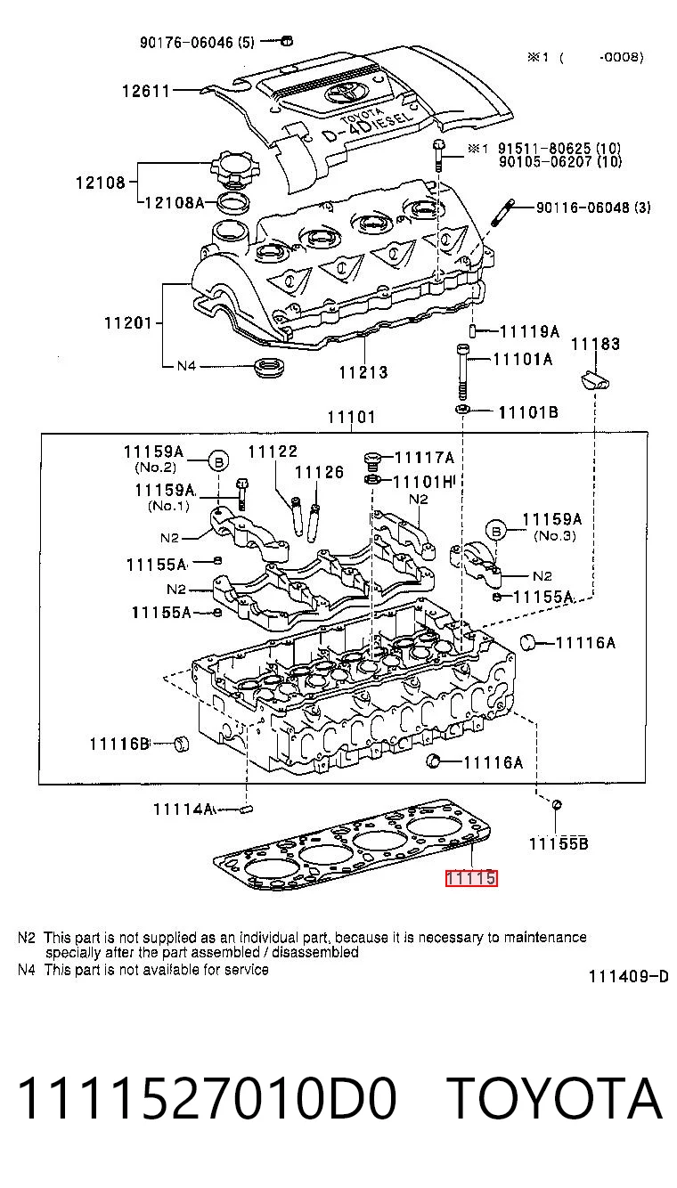 Прокладка головки блока на Toyota Previa  ACR3