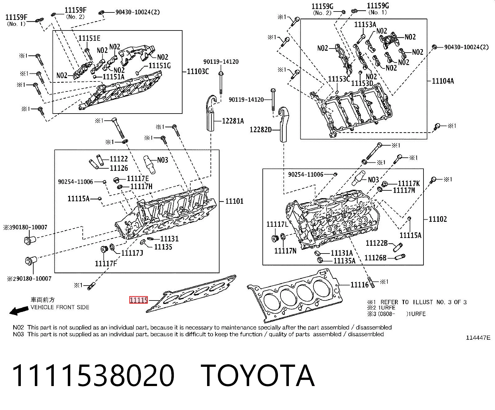 1111538020 Toyota Правая прокладка головки блока цилиндров