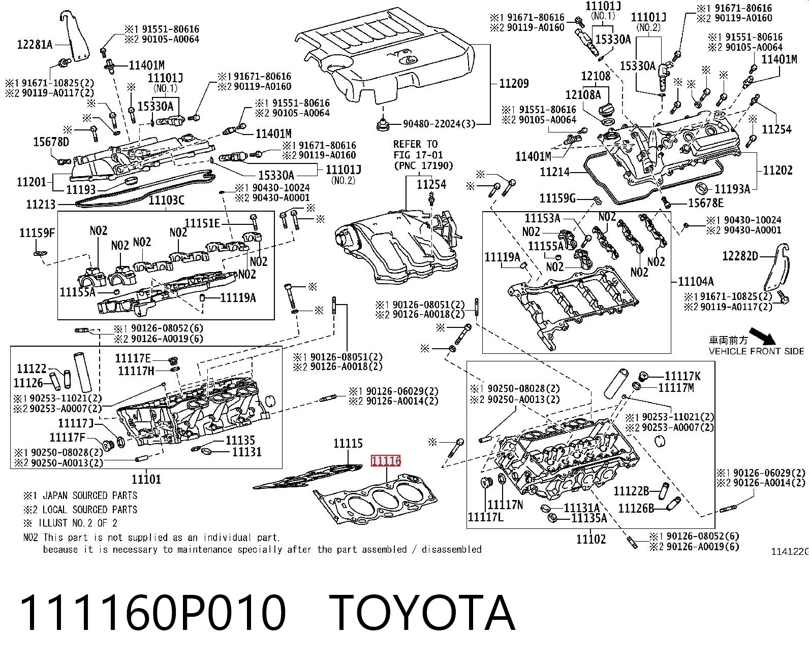 111160P010 Toyota Левая прокладка головки блока цилиндров 