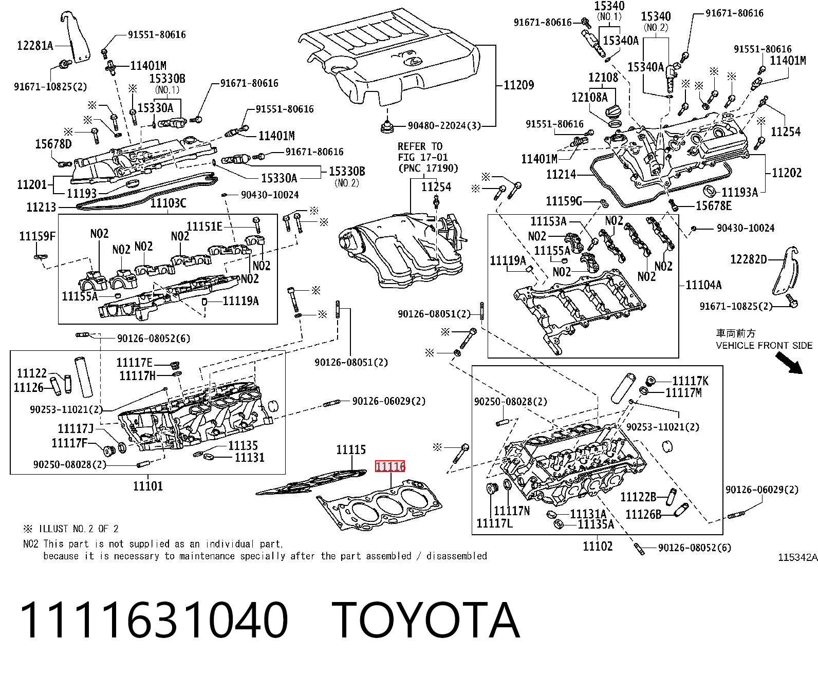1111631040 Toyota Левая прокладка головки блока цилиндров 