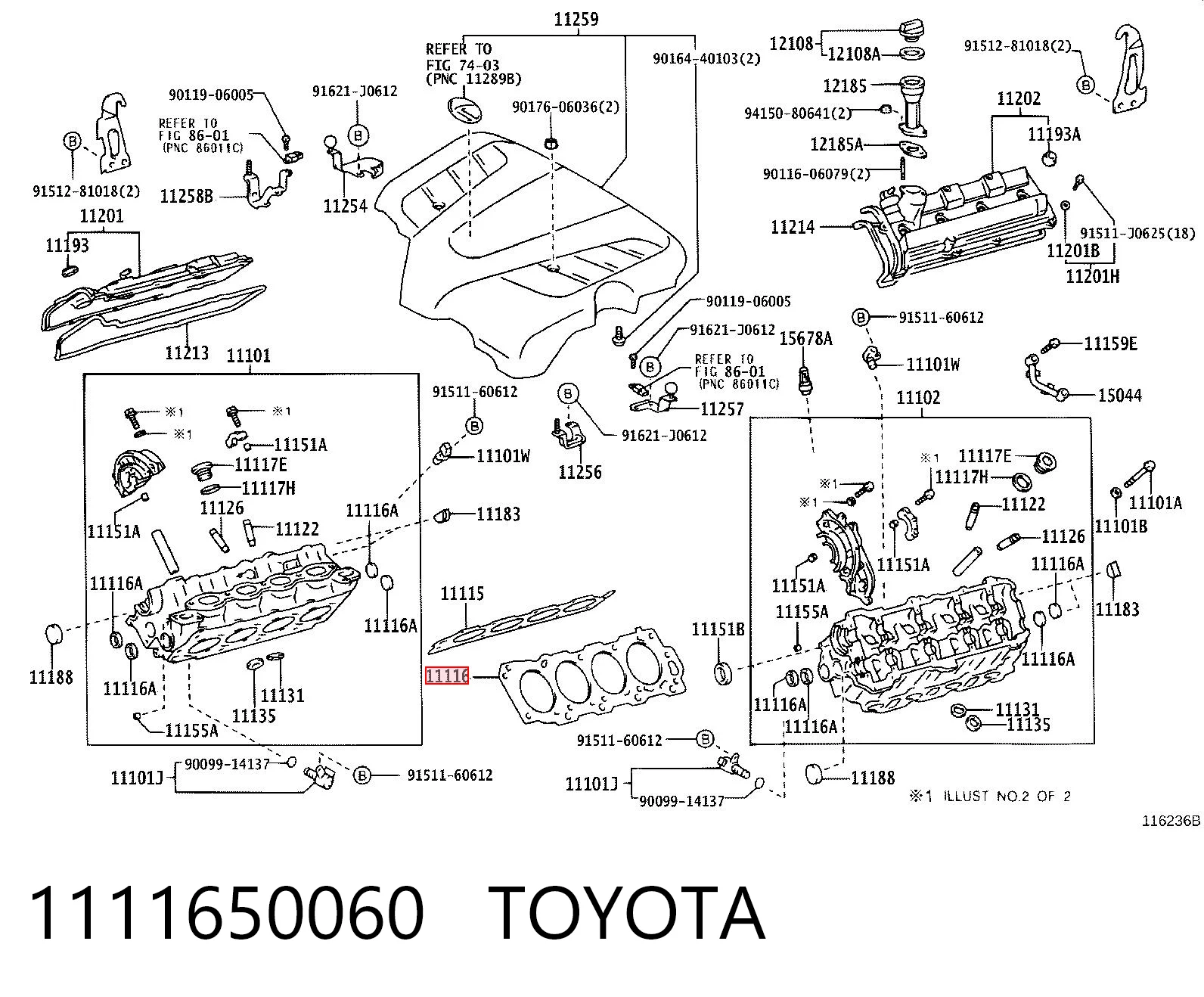 1111650060 Toyota Левая прокладка головки блока цилиндров 