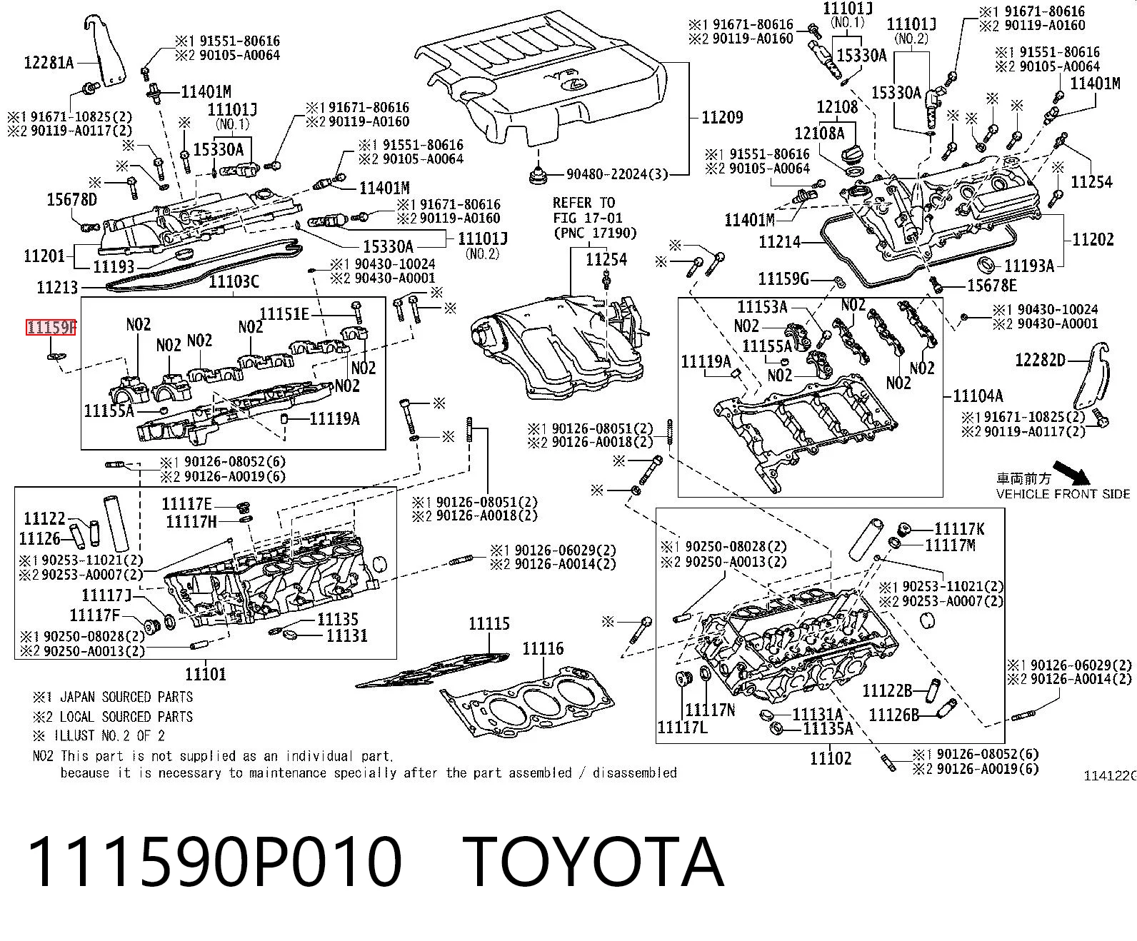 111590P010 Toyota Прокладка масляной магистрали управления муфтой