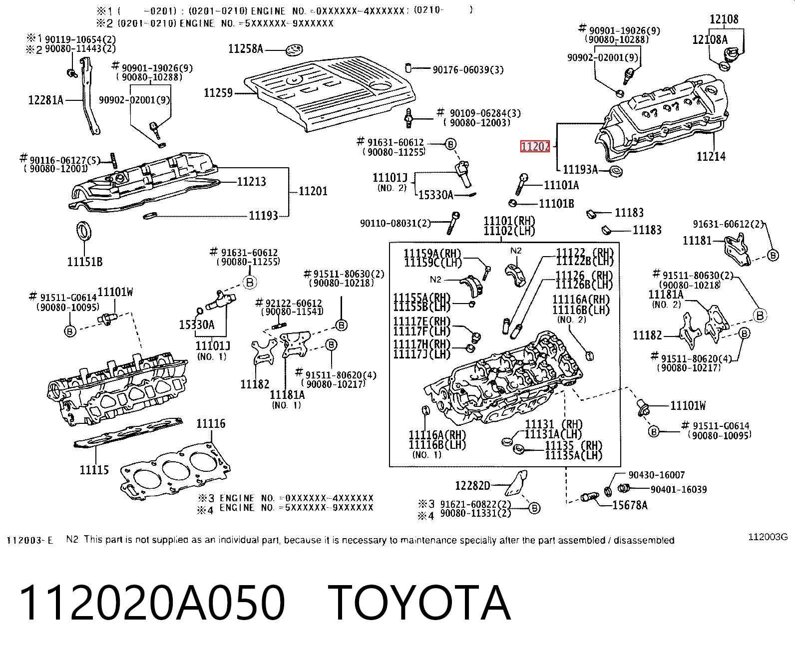 112020A050 Toyota Крышка клапанная левая