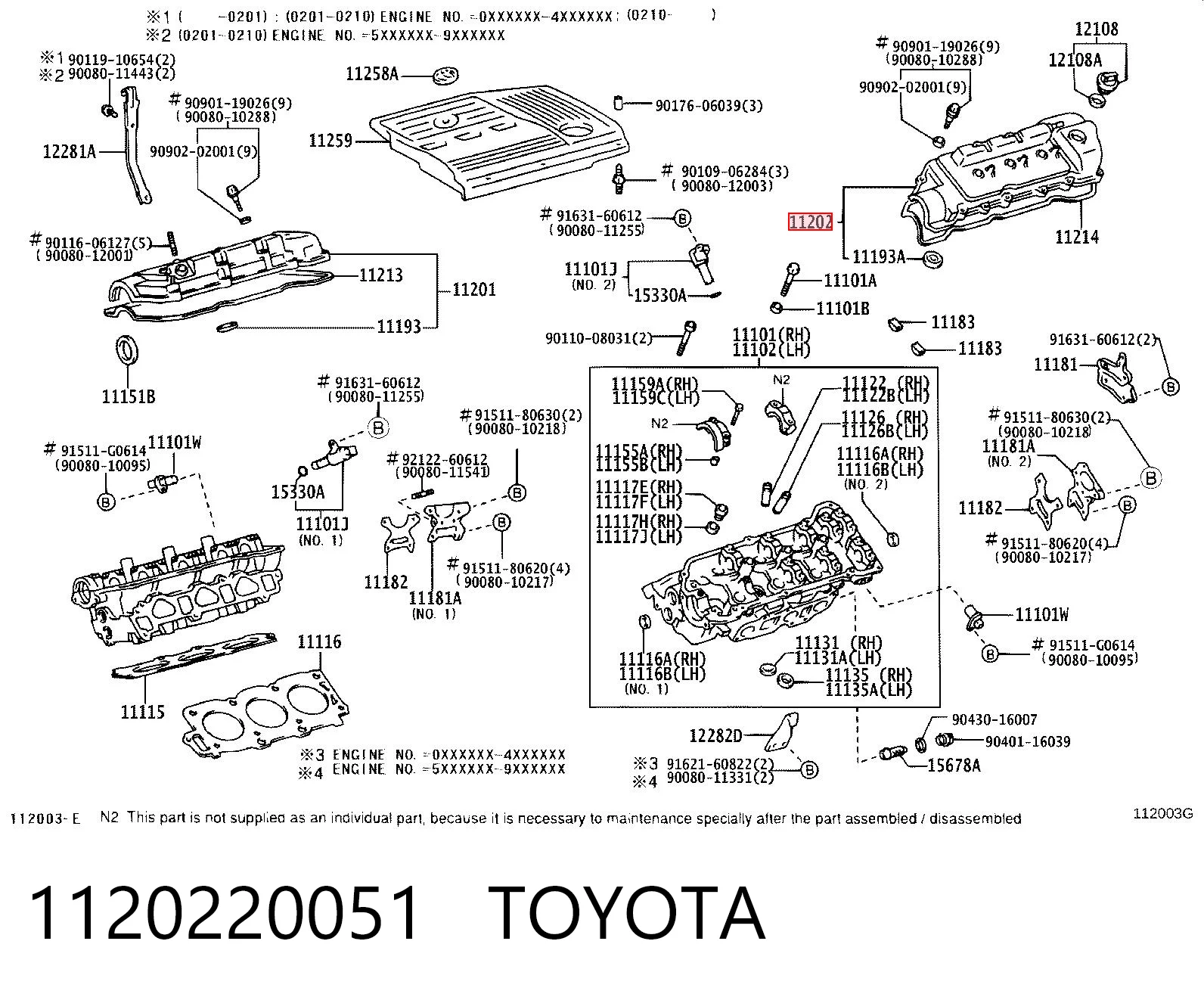 1120220051 Toyota Крышка клапанная левая