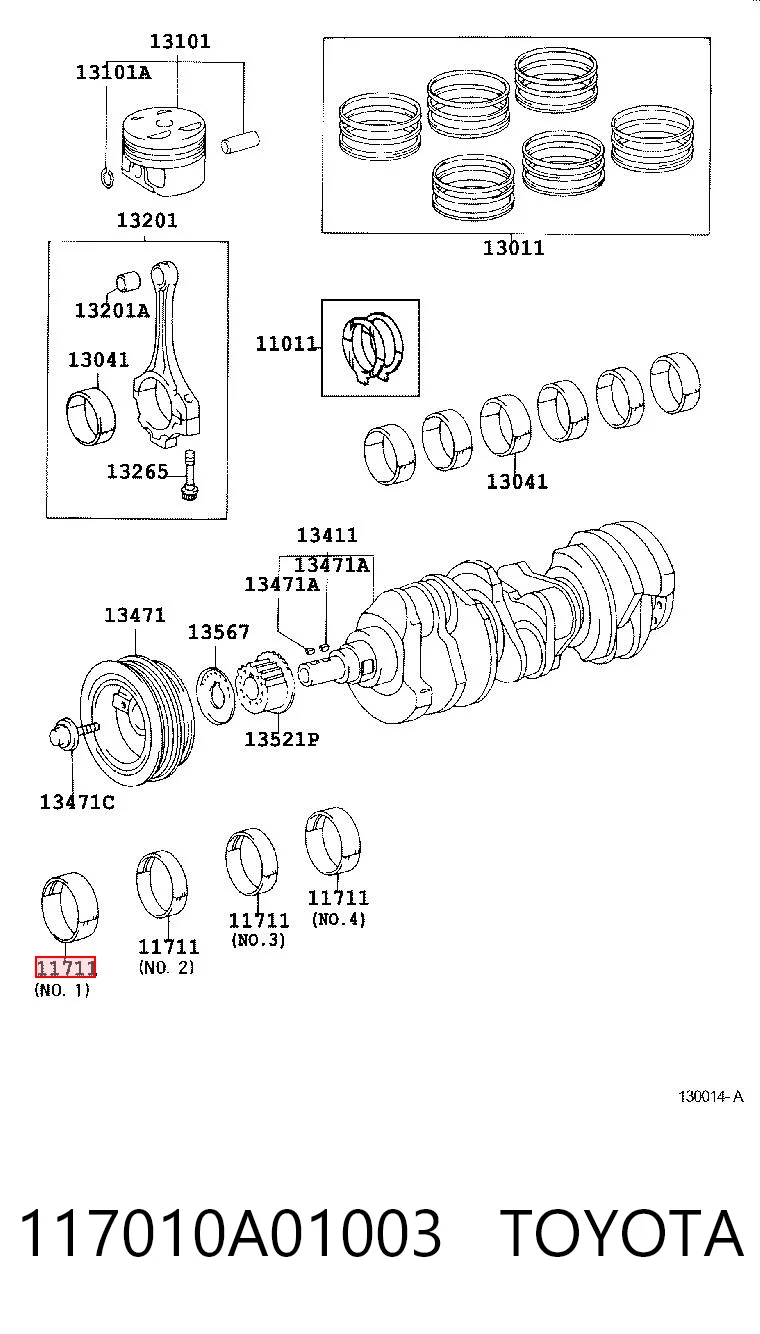 117010A01003 Toyota Подшипник скольжения коленвала