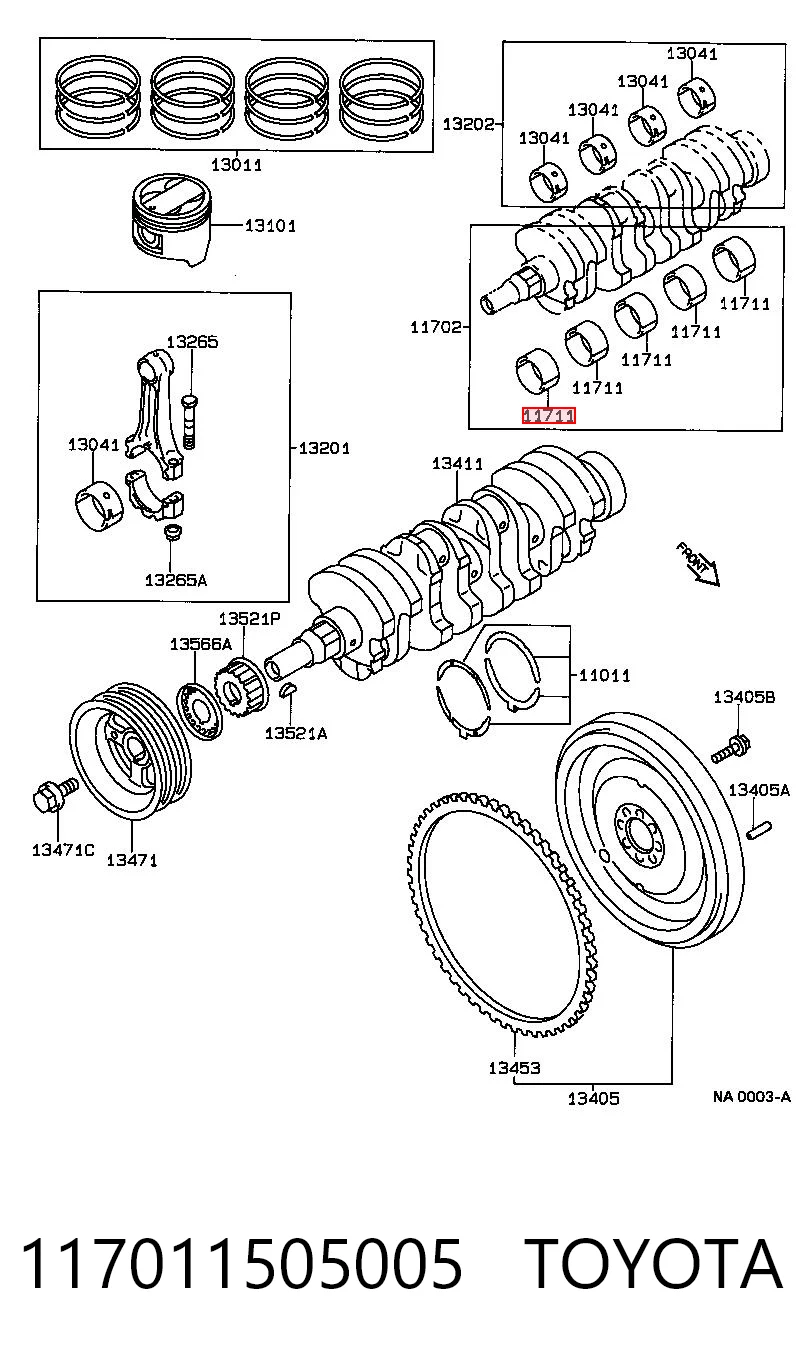117011505005 Toyota Подшипник скольжения коленвала