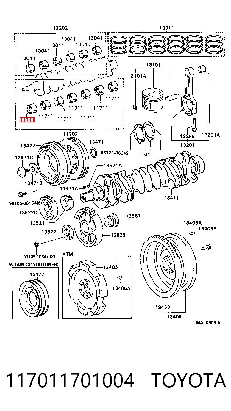117011701004 Toyota Подшипник скольжения коленвала