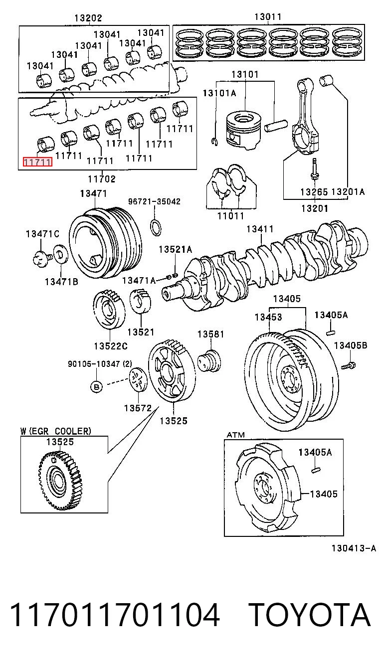 117011701104 Toyota Подшипник скольжения коленвала