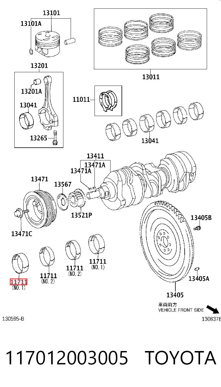 117012003005 Toyota Подшипник скольжения коленвала