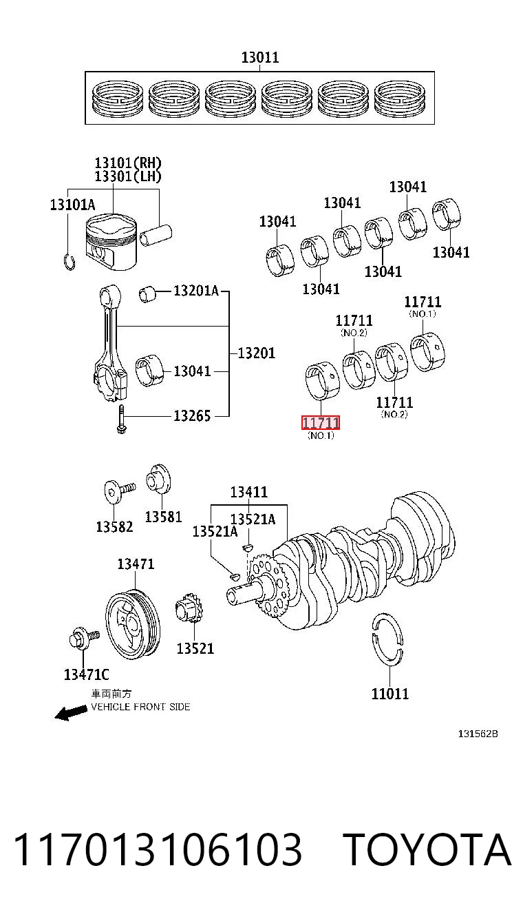 117013106103 Toyota Подшипник скольжения коленвала