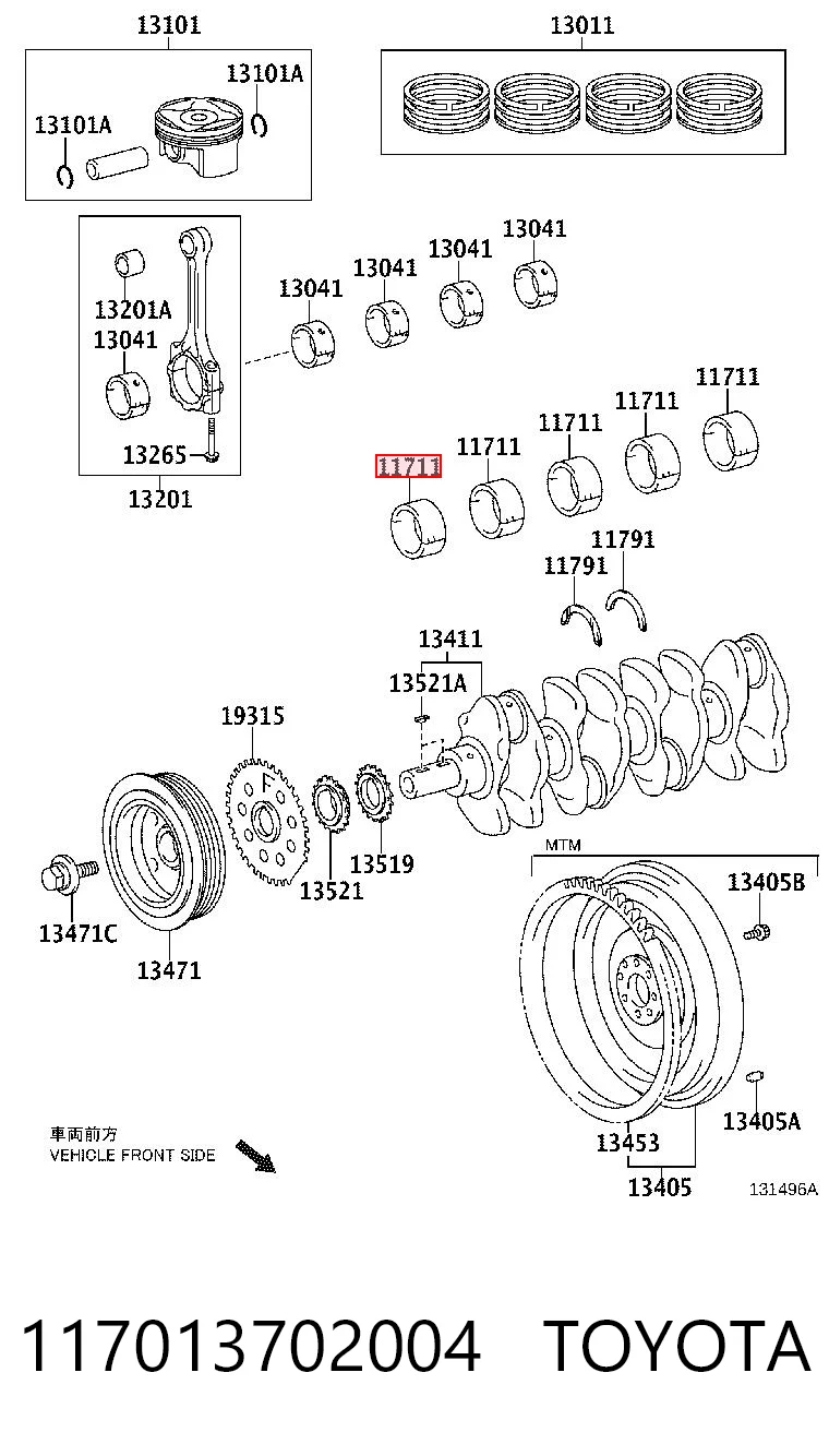 117013702004 Toyota Подшипник скольжения коленвала