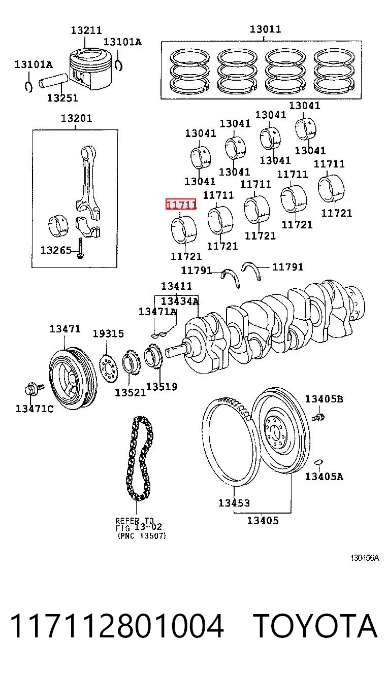 117112801004 Toyota Подшипник скольжения коленвала