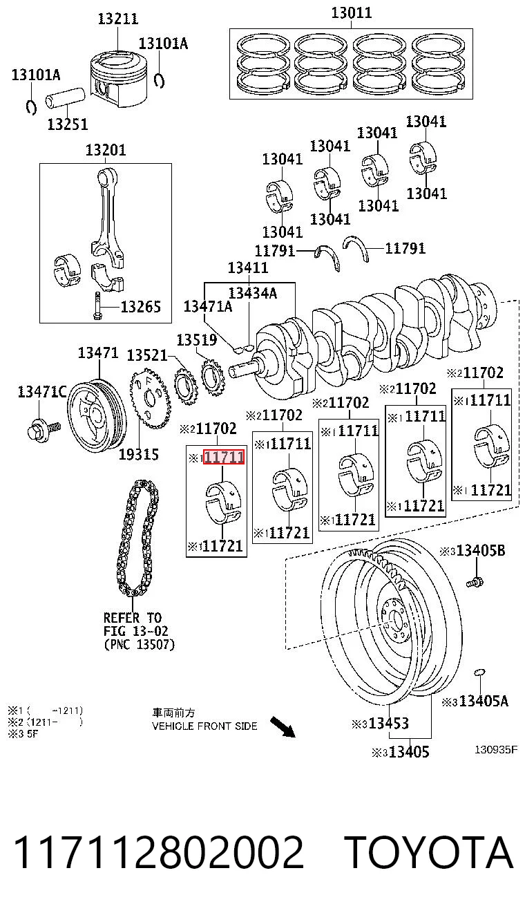 117112802002 Toyota Подшипник скольжения коленвала