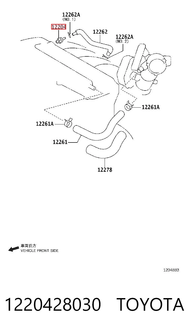 1220428030 Toyota Клапан PCV вентиляции картера
