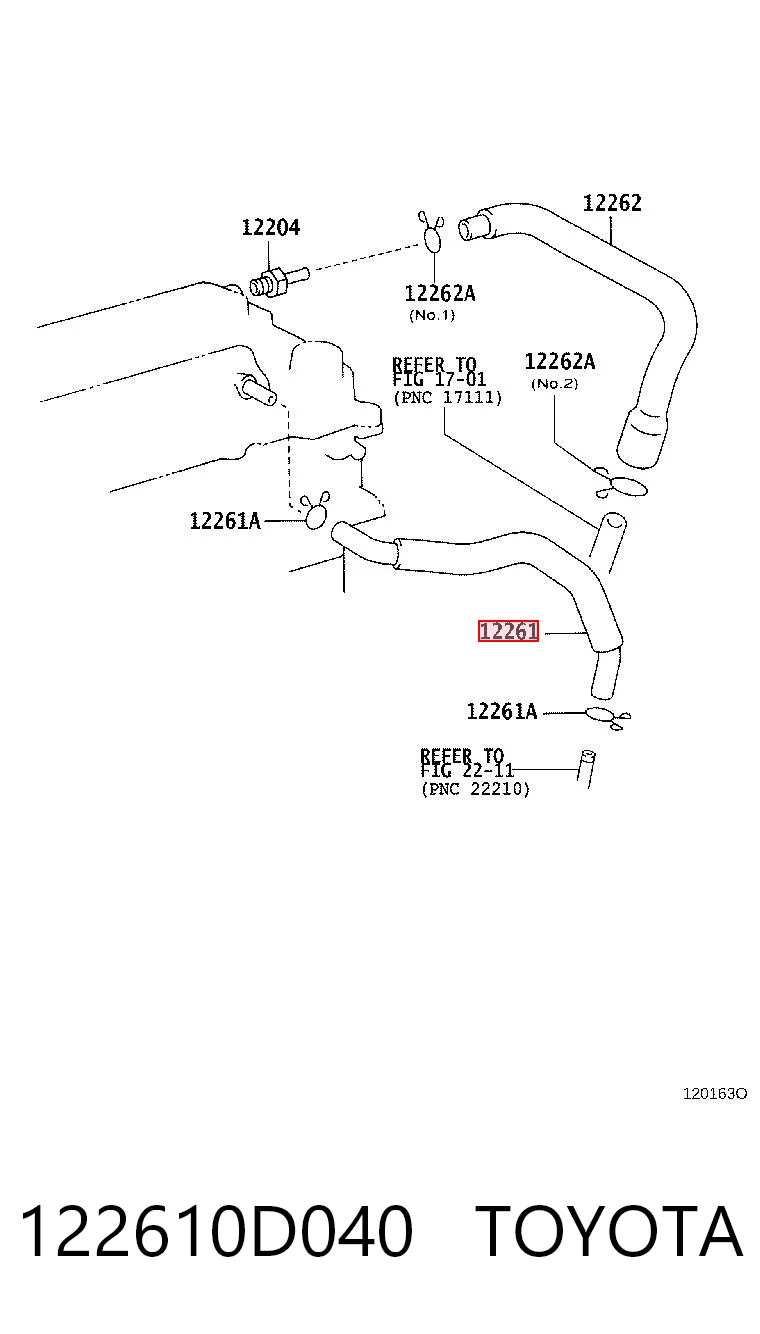 122610D040 Toyota Шланг для удаления воздуха