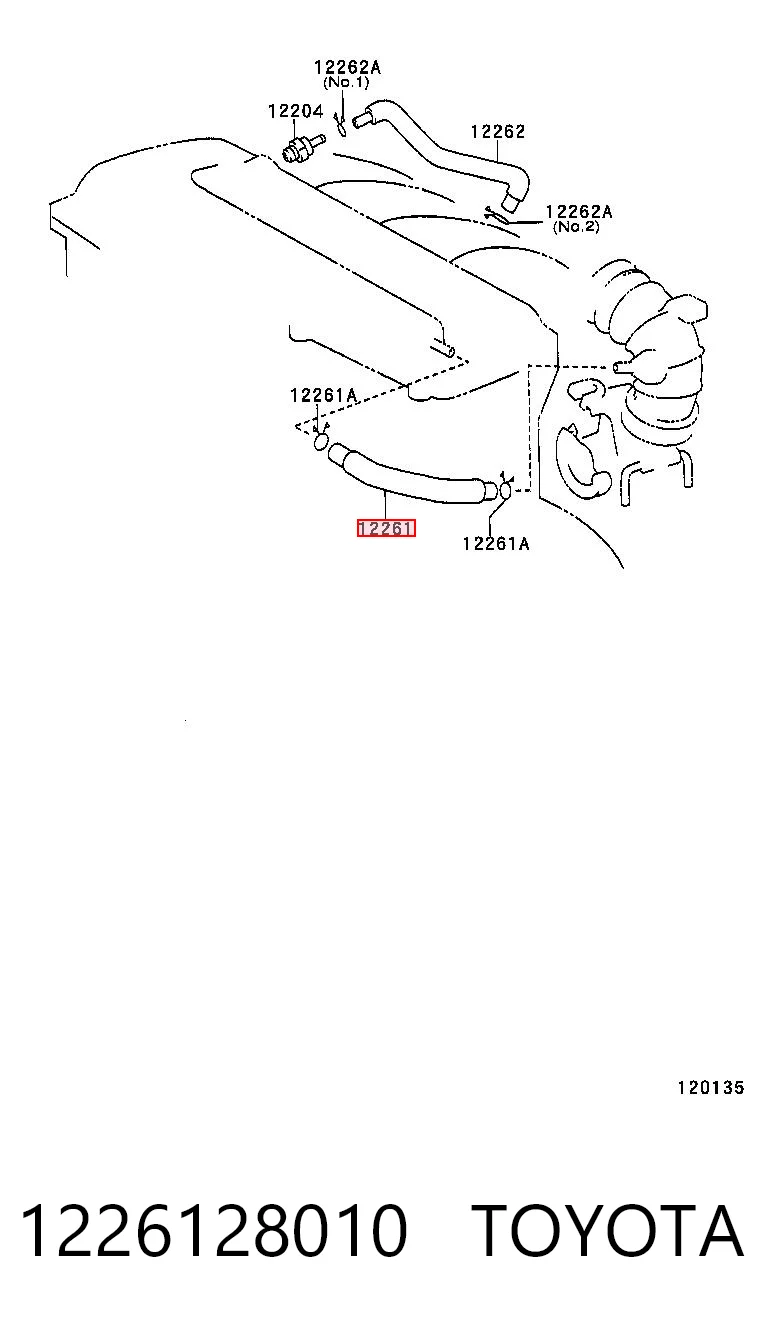 1226128010 Toyota Шланг для удаления воздуха