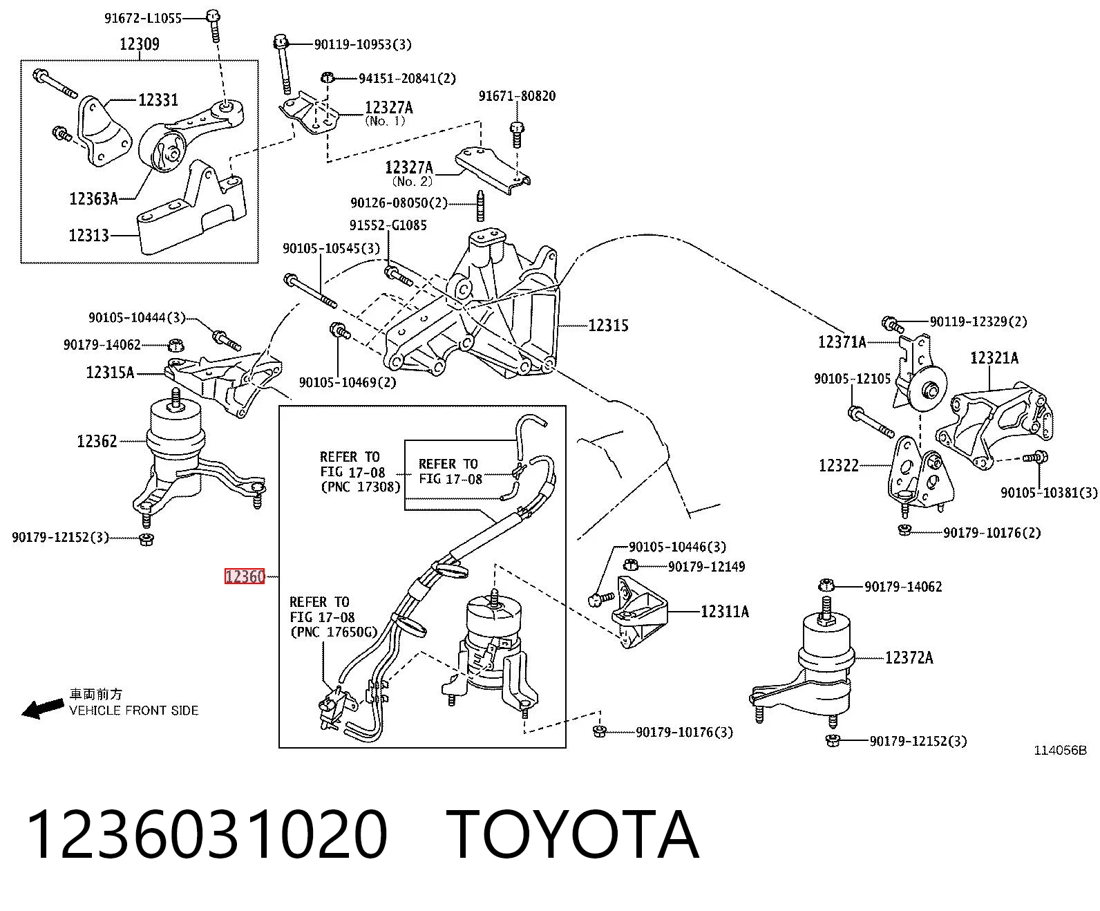 Подушка передней опоры двигателя на Lexus RX 300/330/350/400H U3