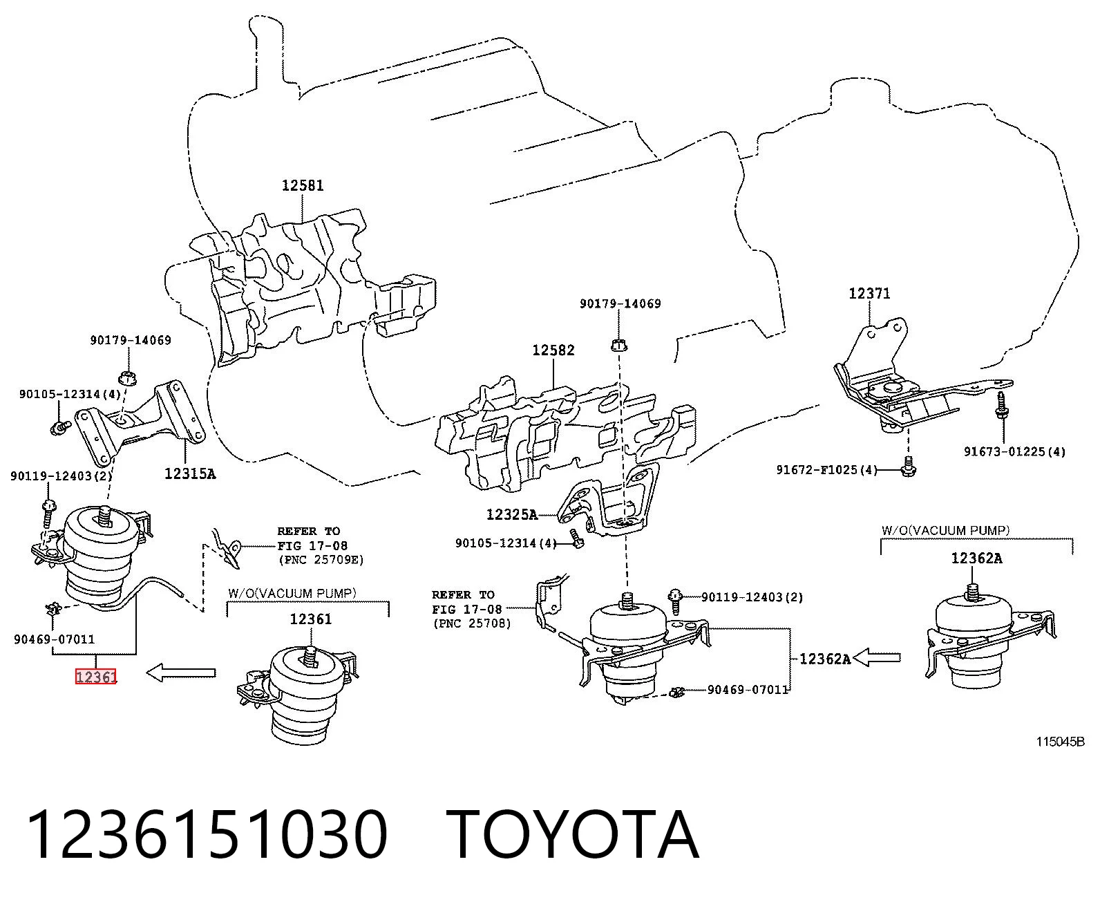 1236151030 Toyota Правая подушка двигателя