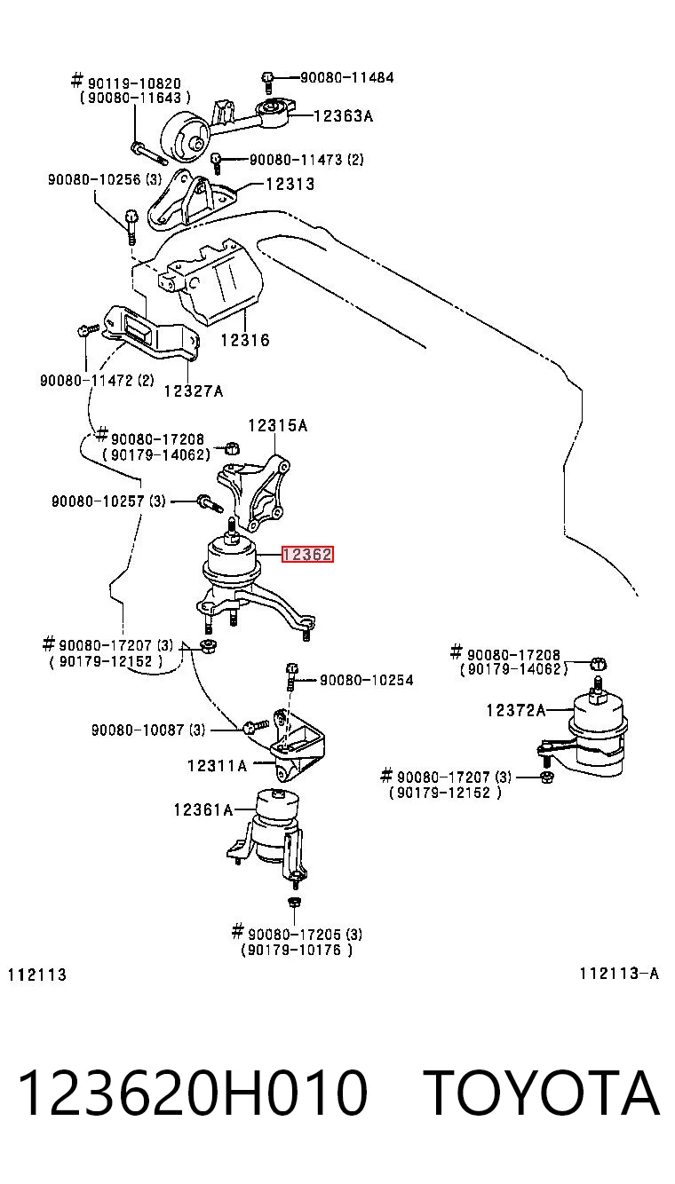 123620H010 Toyota Правая подушка двигателя