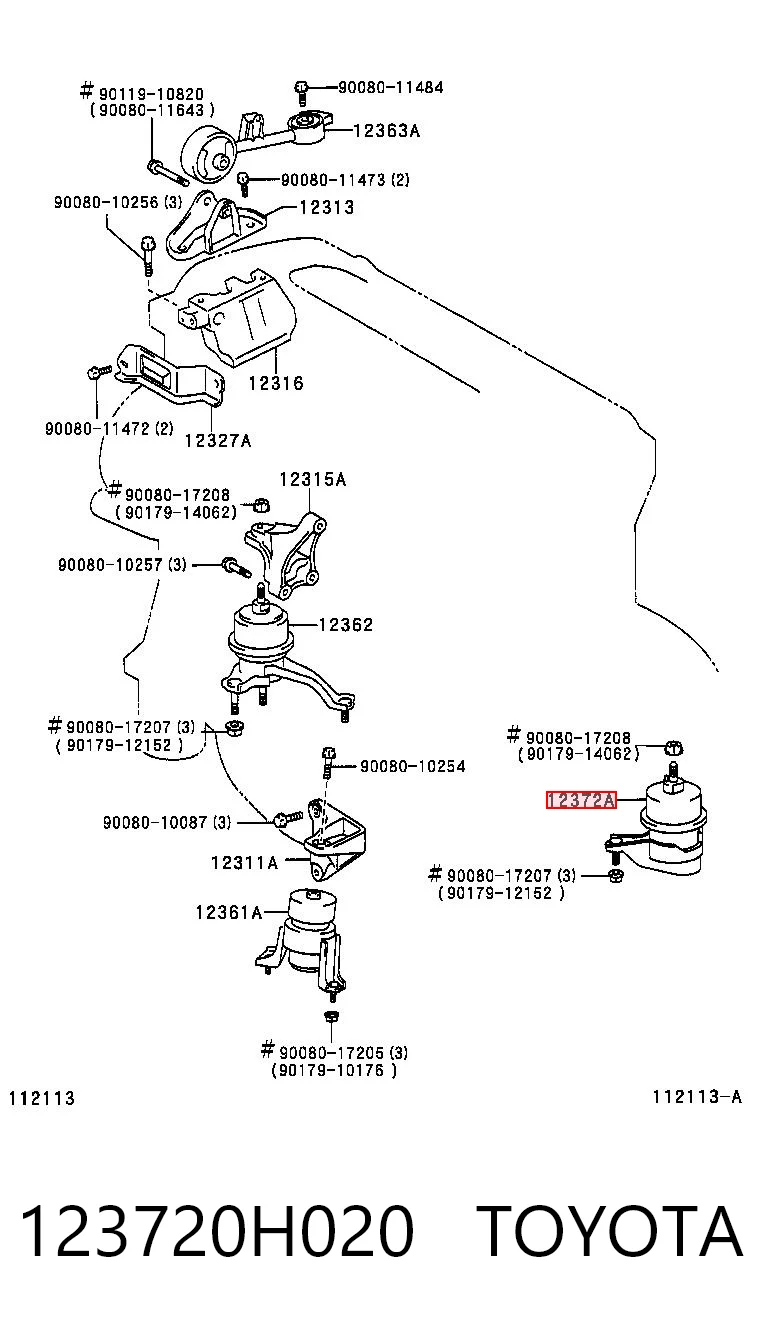 123720H020 Toyota Подушка (опора) двигателя, левая