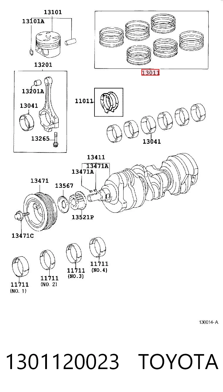 Кольца поршневые 28415STD Riken