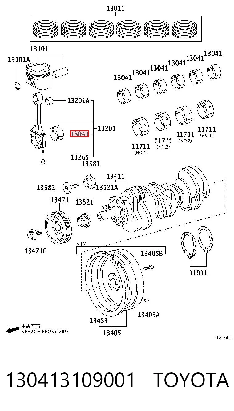 130413109001 Toyota Комплект подшипников скольжения коленвала